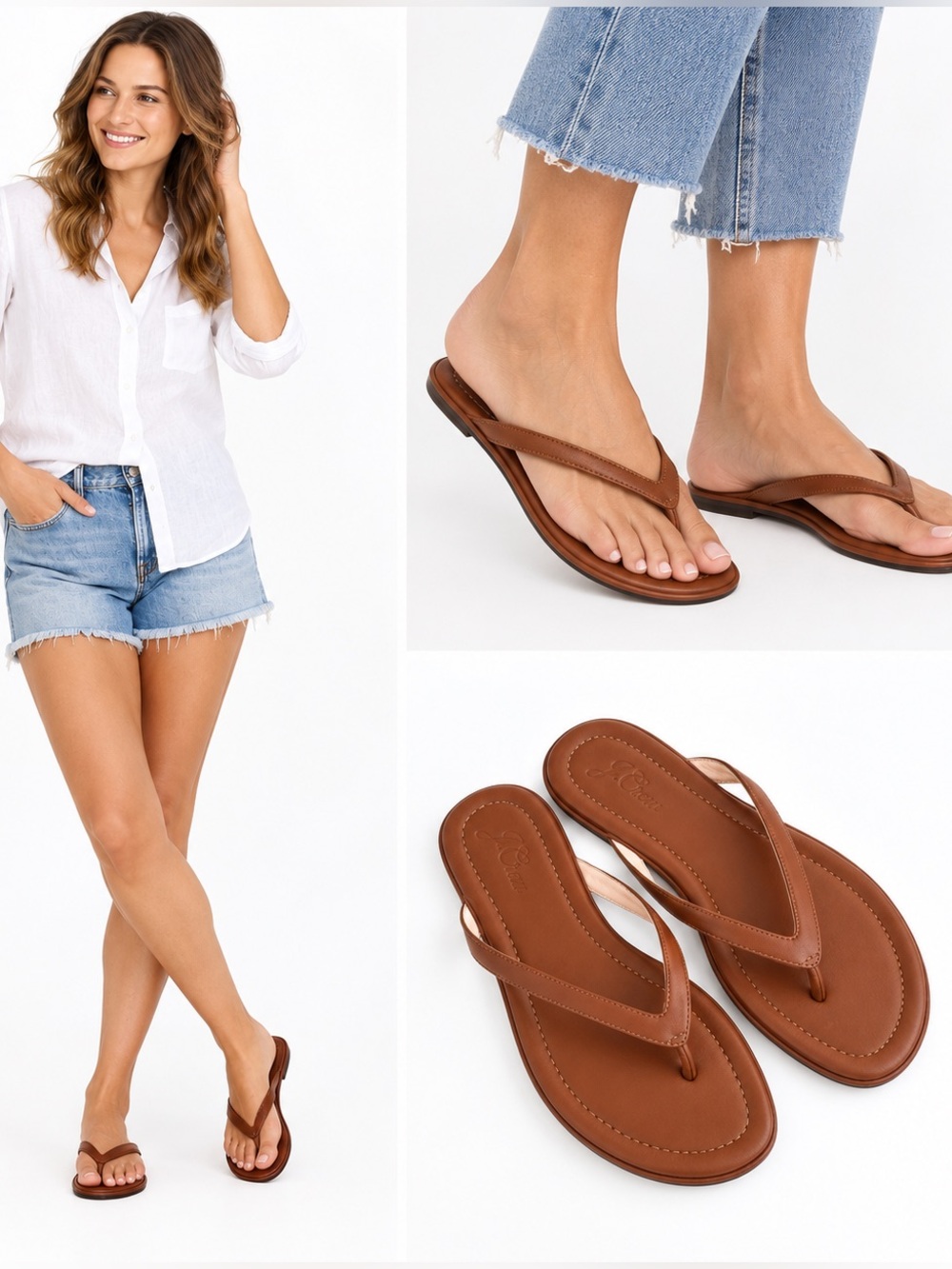 J. CREW Menorca Padded Leather Thong Sandals Brown Size 9